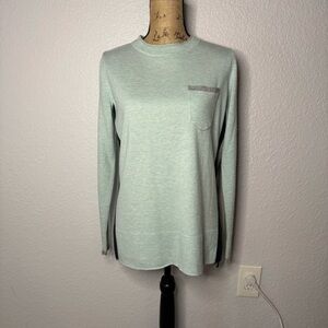 Smartwool Women Shadow Pine Pocket Wool Sweater Mint Aqua Size S Crew Neck